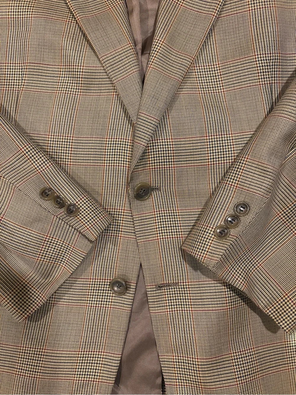 VTG Jack Victor Men's Houndstooth Plaid Sport Coat in Yellow and Red 44R